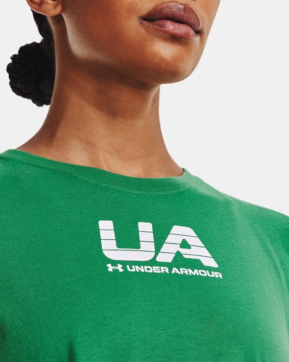 Women's UA Vintage Athletic Club Short Sleeve, Green, pdpMainDesktop image number 3